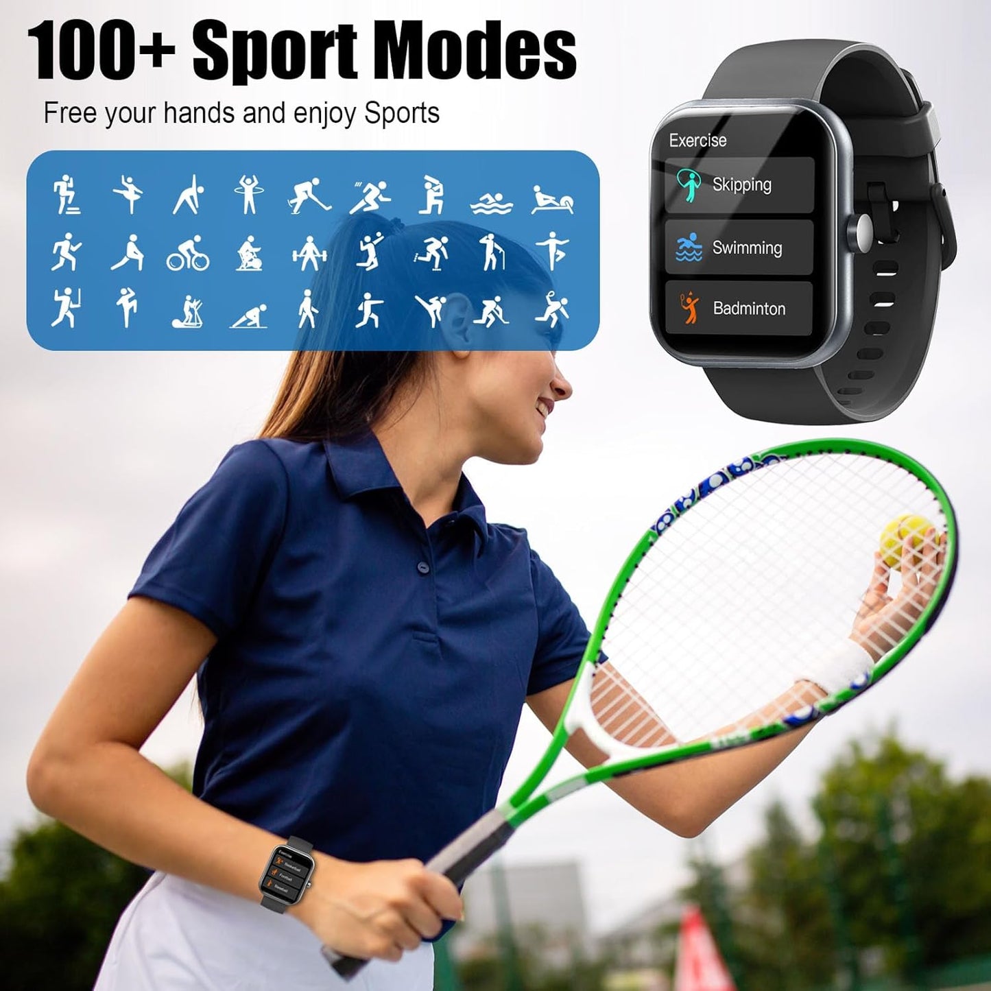 Smart Watch for Men Women, 2025 Release (Answer/Make Call) 1.96" HD Fitness Tracker Running Watch,Ip68 Waterproof, Pedometer,Step/Sleep/Heart Rate Monitor,110+ Sport Mode Smartwatch for Android Phone