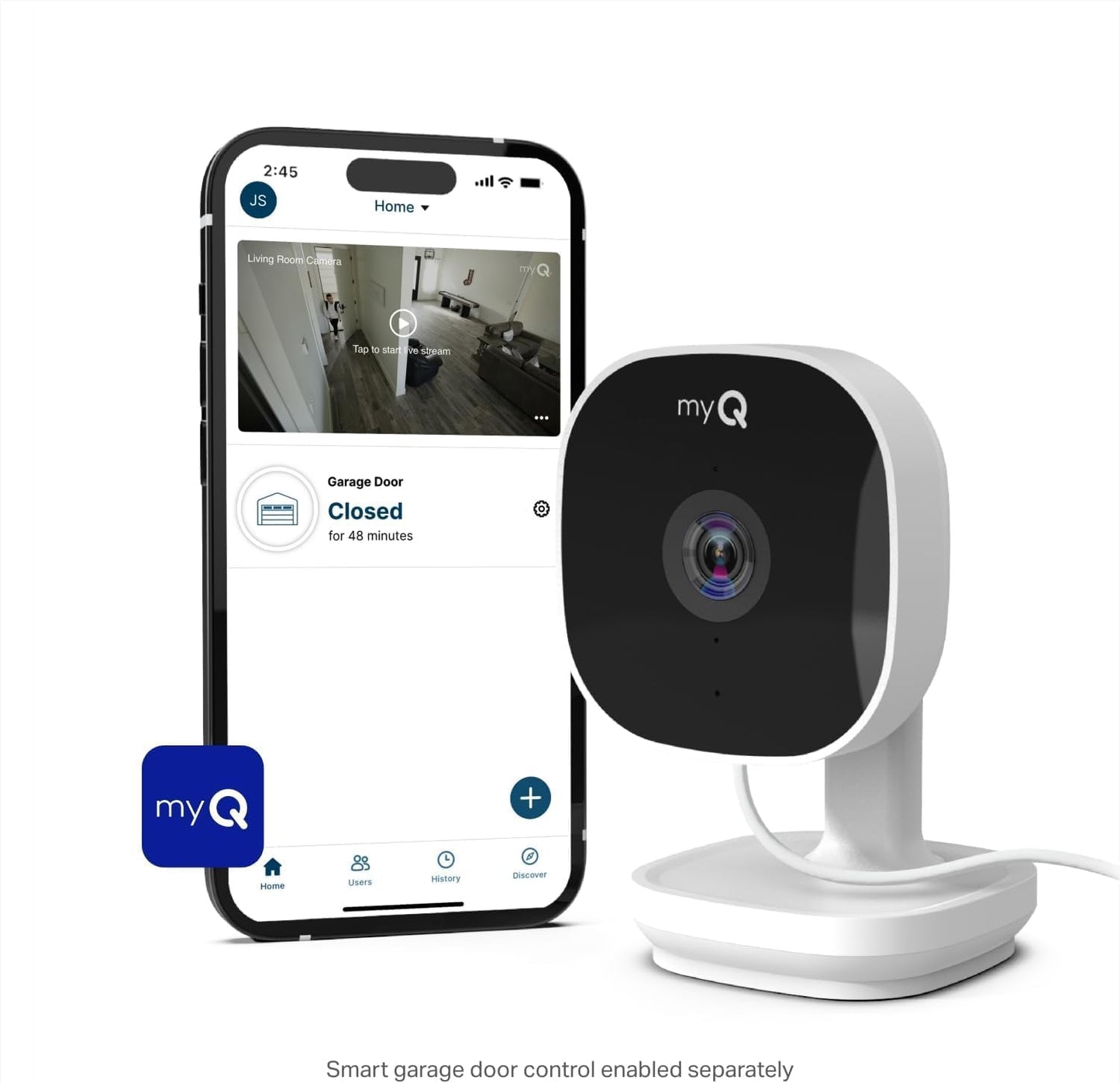 Myq Smart Indoor Security Camera – 1080P HD Video, Night Vision, Motion Detection, Wi-Fi, Two-Way Audio, Smartphone Control