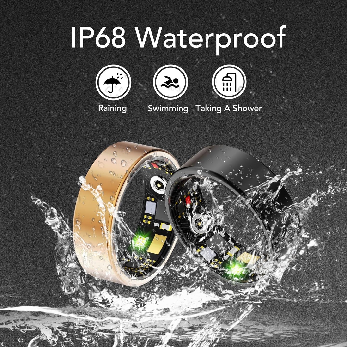 Smart Health Ring for Women Men Fitness Tracker with Heart Rate, Blood Oxygen, Blood Pressure, Sleep Monitoring, Step Counting, IP68 Waterproof for Ios and Android, No Subscription Fee, Rose Gold 8