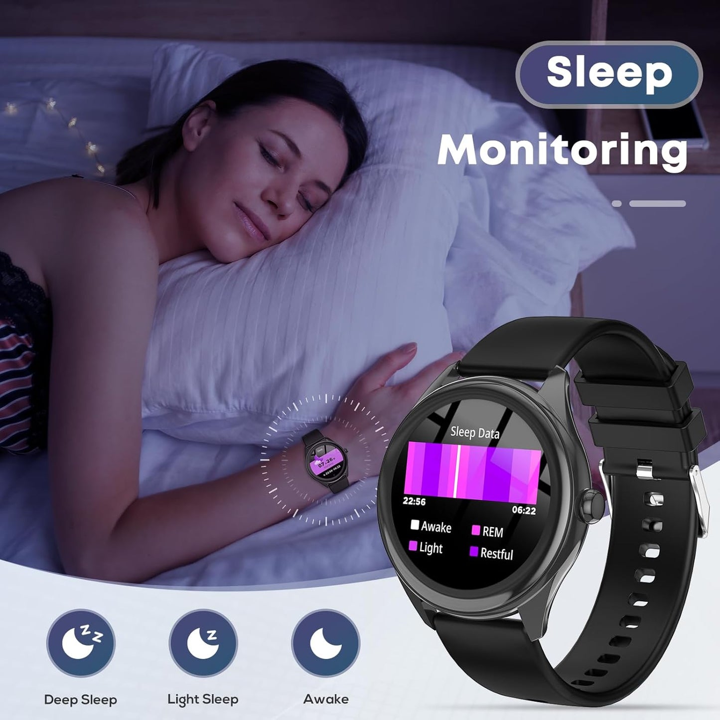 Smart Watches for Women Men, 1.39" HD IPS Touchscreen Smartwatch with 120 Sports Modes, Heart Rate/Sleep Monitor, IP67 Waterproof, Bluetooth Call & Music Control for Iphone/Android (Black)