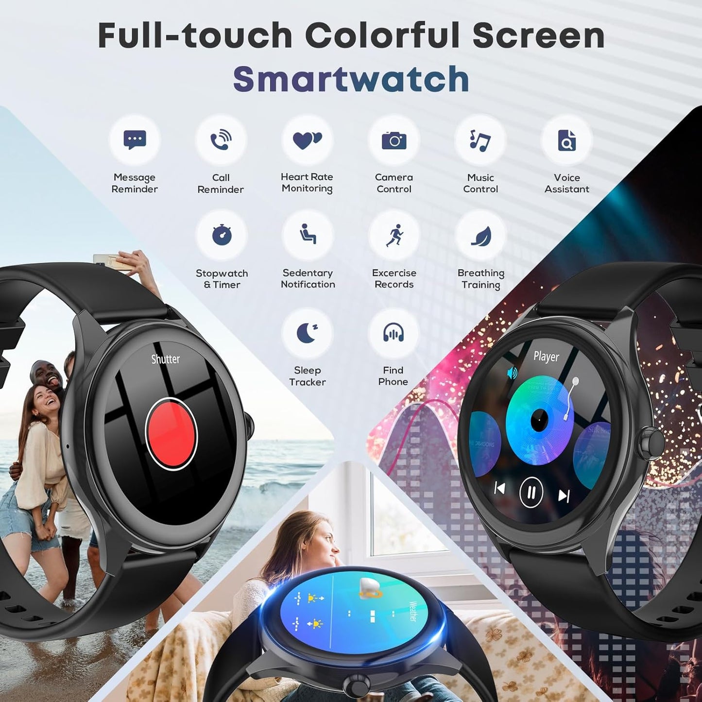 Smart Watches for Women Men, 1.39" HD IPS Touchscreen Smartwatch with 120 Sports Modes, Heart Rate/Sleep Monitor, IP67 Waterproof, Bluetooth Call & Music Control for Iphone/Android (Black)