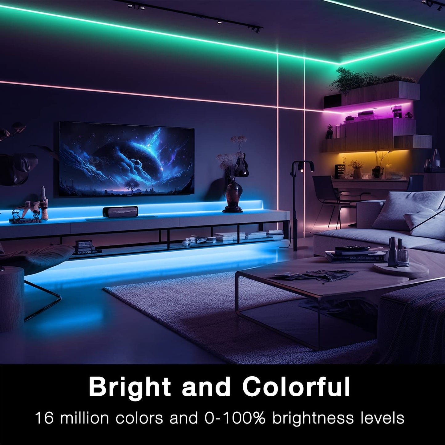 Smart Wifi Led Lights 100Ft, Tuya App Controlled Led Strip Lights, Work with Alexa and Google Assistant, Timer Schedule, Color Changing Led Lights for Bedroom Party Kitchen