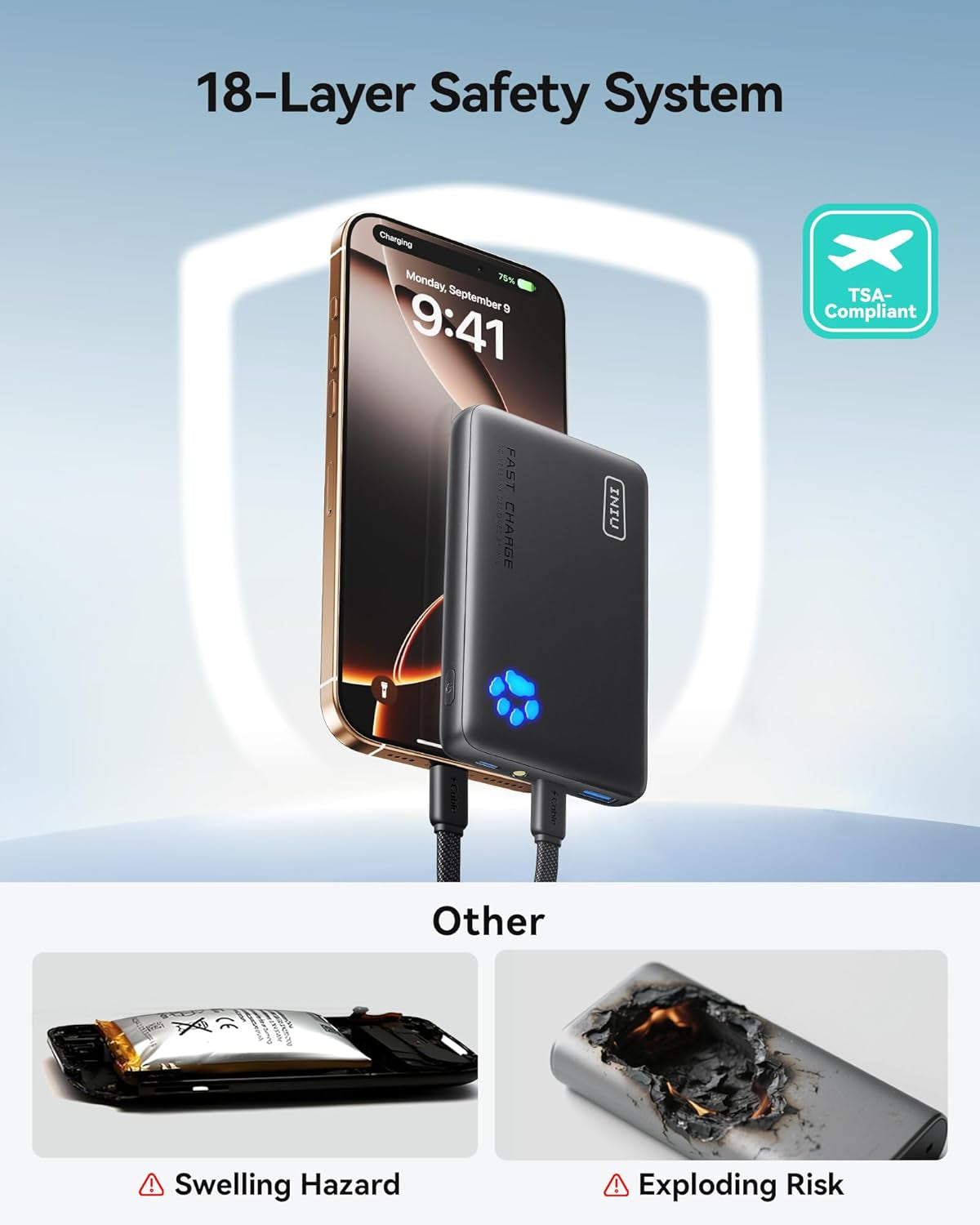 Portable Charger, Ultra Slim 10000Mah 45W PD Power Bank, USB C In&Out Fast Charging Battery Pack, Travel Essential Phone Powerbank Compatible with Iphone 17 16 15 Samsung S22 S21 Google Ipad Etc