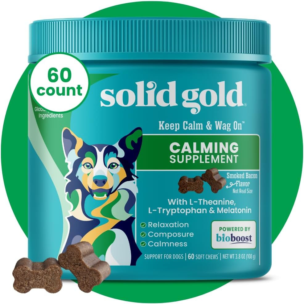 Calming Chews for Dogs - Dog Calming Chews W/Melatonin for Separation, Stress & Hyperactivity Relief - Supports Relaxation for Travel, Fireworks & Storms - All Ages & Sizes - Bacon 120Ct