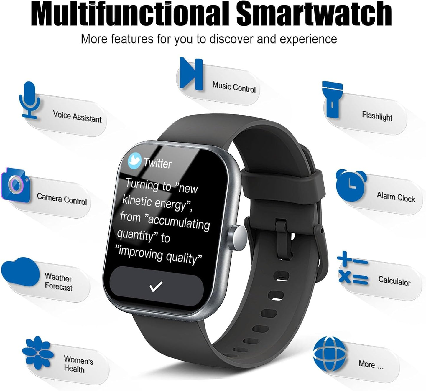Smart Watch for Men Women, 2025 Release (Answer/Make Call) 1.96" HD Fitness Tracker Running Watch,Ip68 Waterproof, Pedometer,Step/Sleep/Heart Rate Monitor,110+ Sport Mode Smartwatch for Android Phone