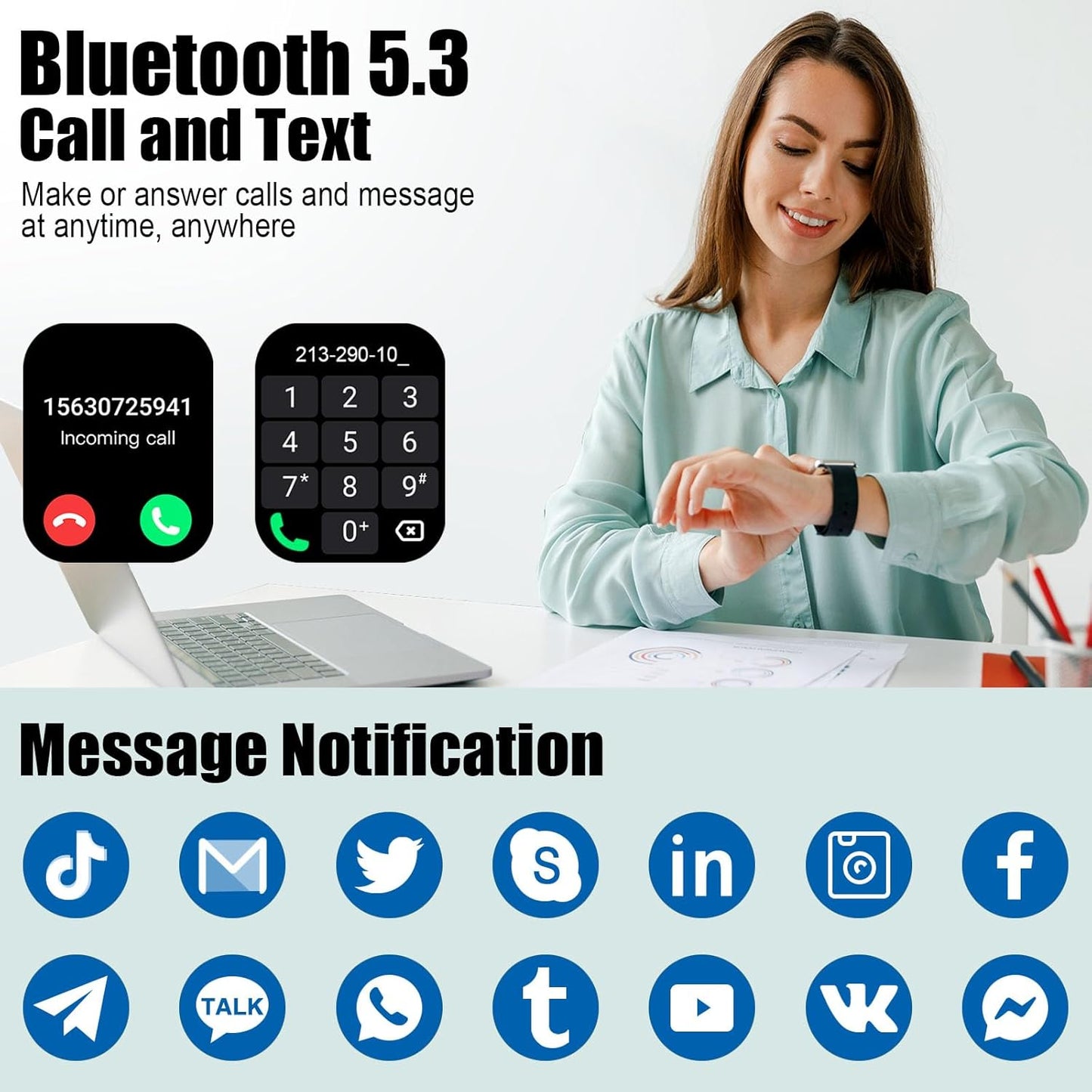 Smart Watch for Men Women, 2025 Release (Answer/Make Call) 1.96" HD Fitness Tracker Running Watch,Ip68 Waterproof, Pedometer,Step/Sleep/Heart Rate Monitor,110+ Sport Mode Smartwatch for Android Phone