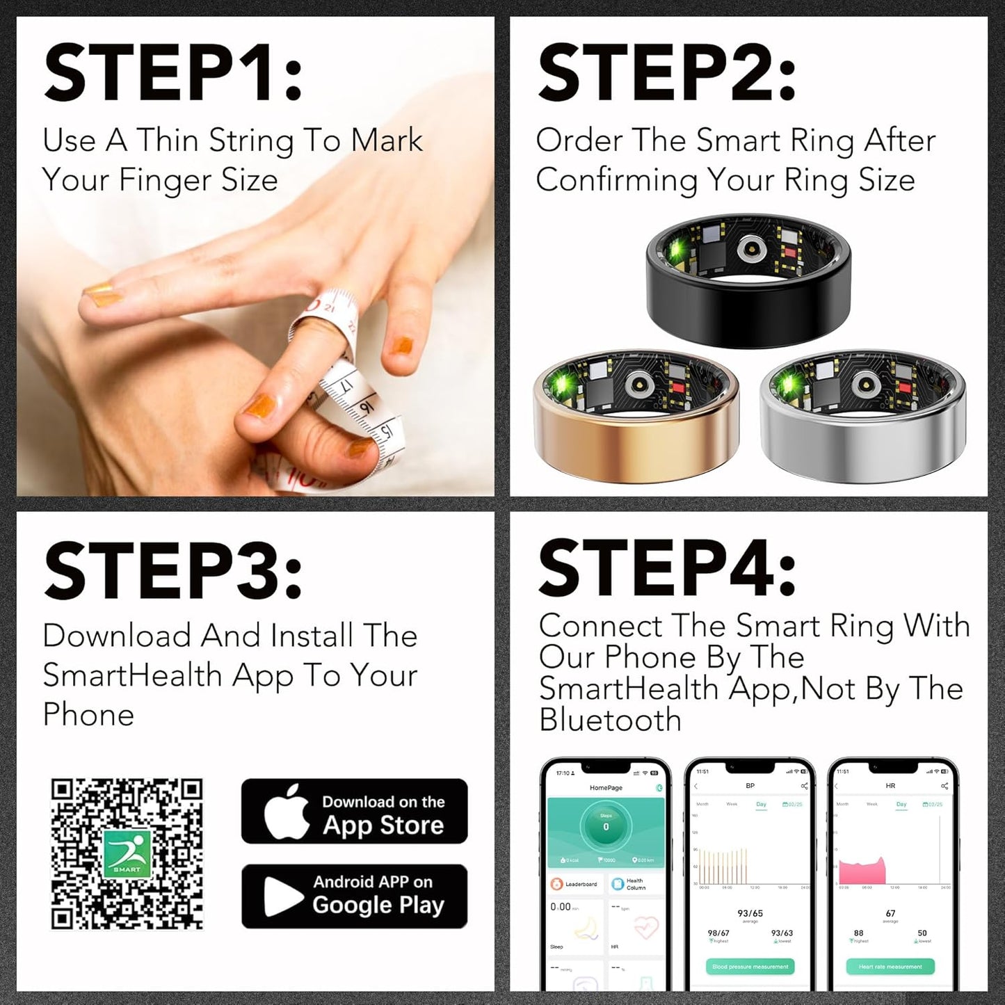Smart Health Ring for Women Men Fitness Tracker with Heart Rate, Blood Oxygen, Blood Pressure, Sleep Monitoring, Step Counting, IP68 Waterproof for Ios and Android, No Subscription Fee, Rose Gold 8