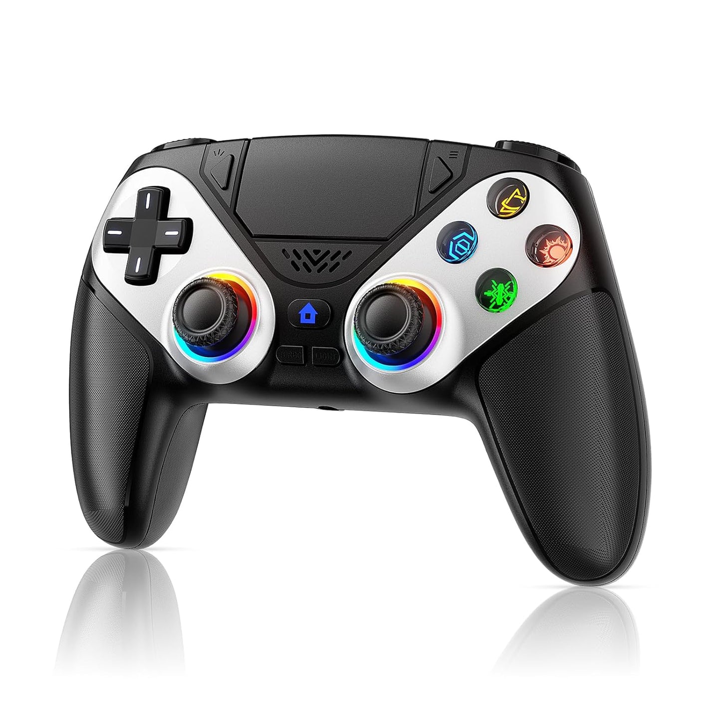LED Wireless Controller for PS5, Compatible with PS5 Pro/Slim/Pc, Dual Vibration, Macro/Turbo Function, 3.5Mm Audio Jack, 6-Axis Motion Contro Gamepad with Speaker