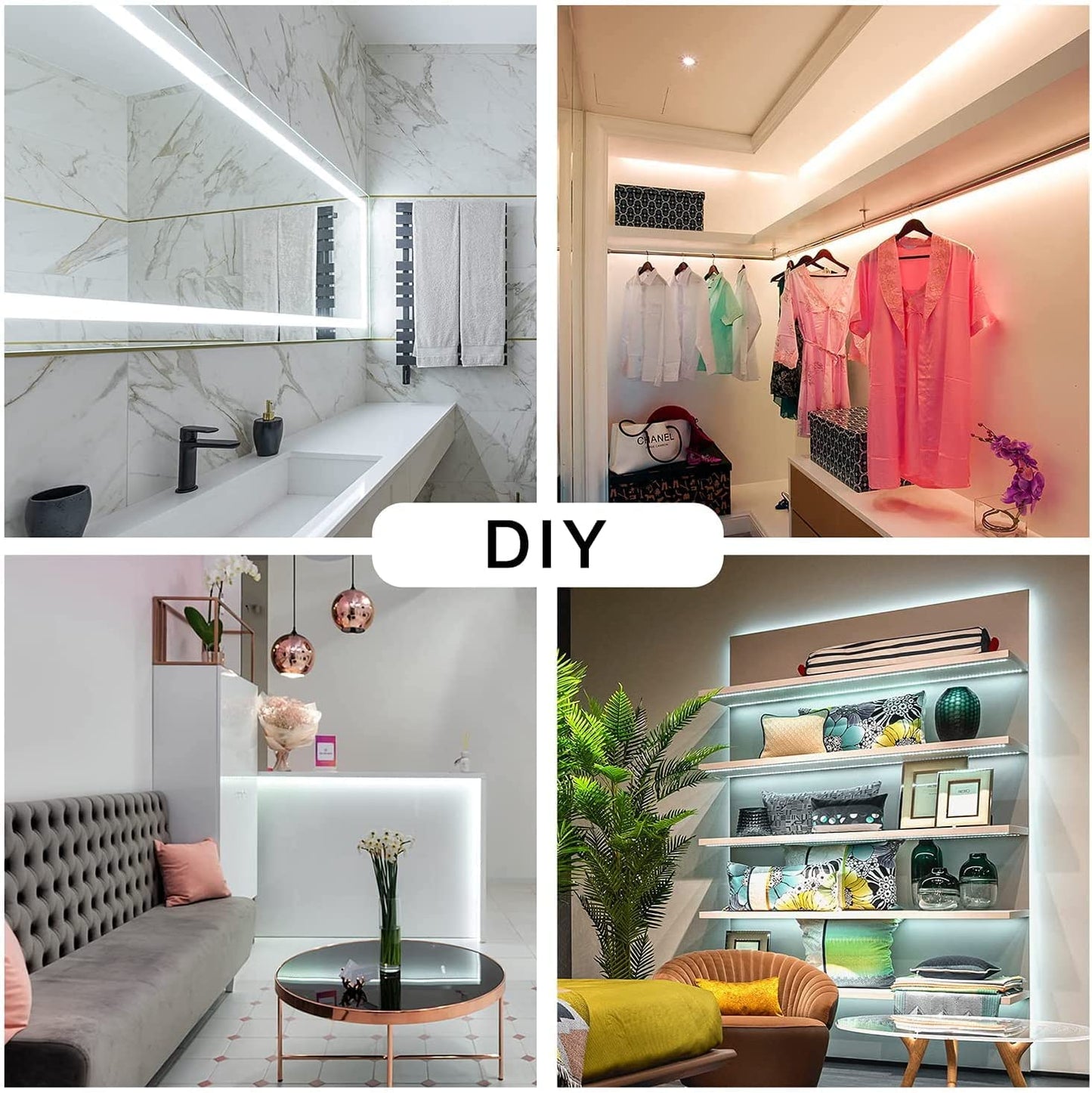 White LED Strip Light, 20 Ft Dimmable Bright Rope Lighting, 6500K 24V Strips, 360 Leds 2835 Tape Lights for Bedroom, Kitchen, Mirror, Home Decoration(1 Roll)