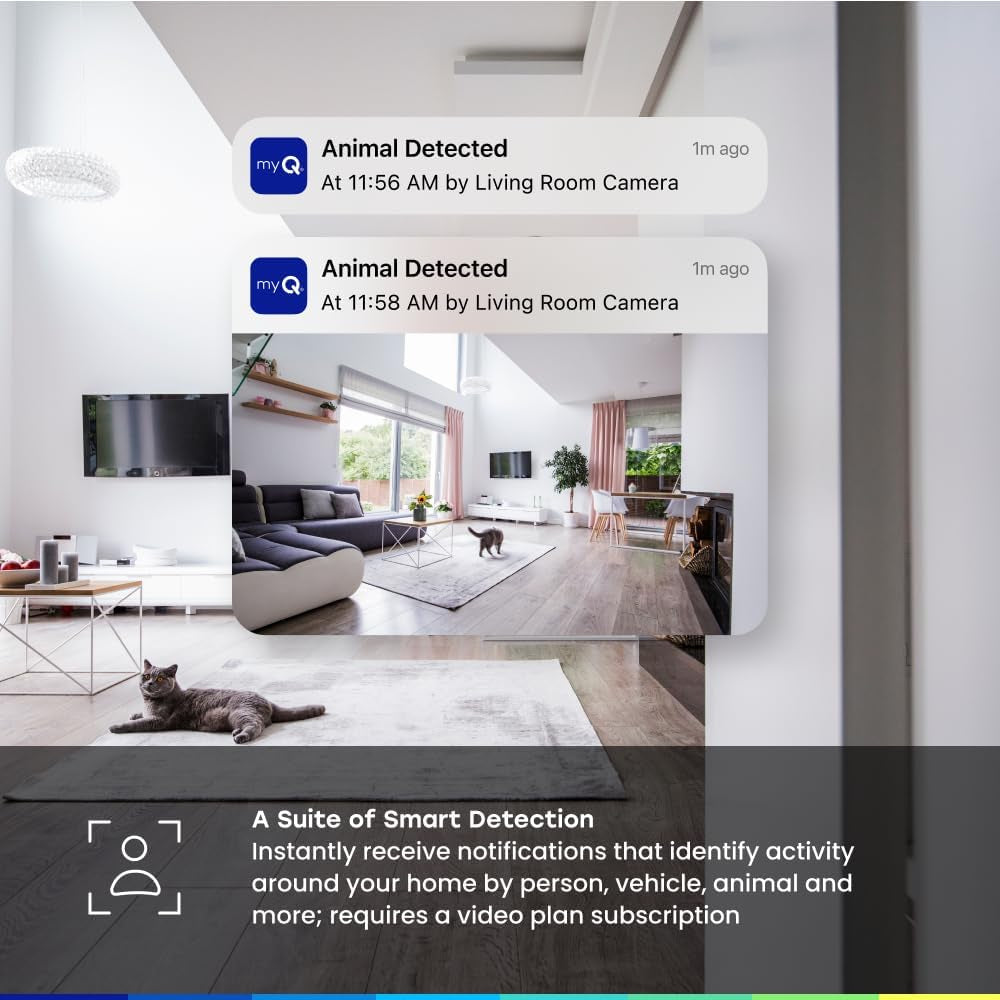 Myq Smart Indoor Security Camera – 1080P HD Video, Night Vision, Motion Detection, Wi-Fi, Two-Way Audio, Smartphone Control