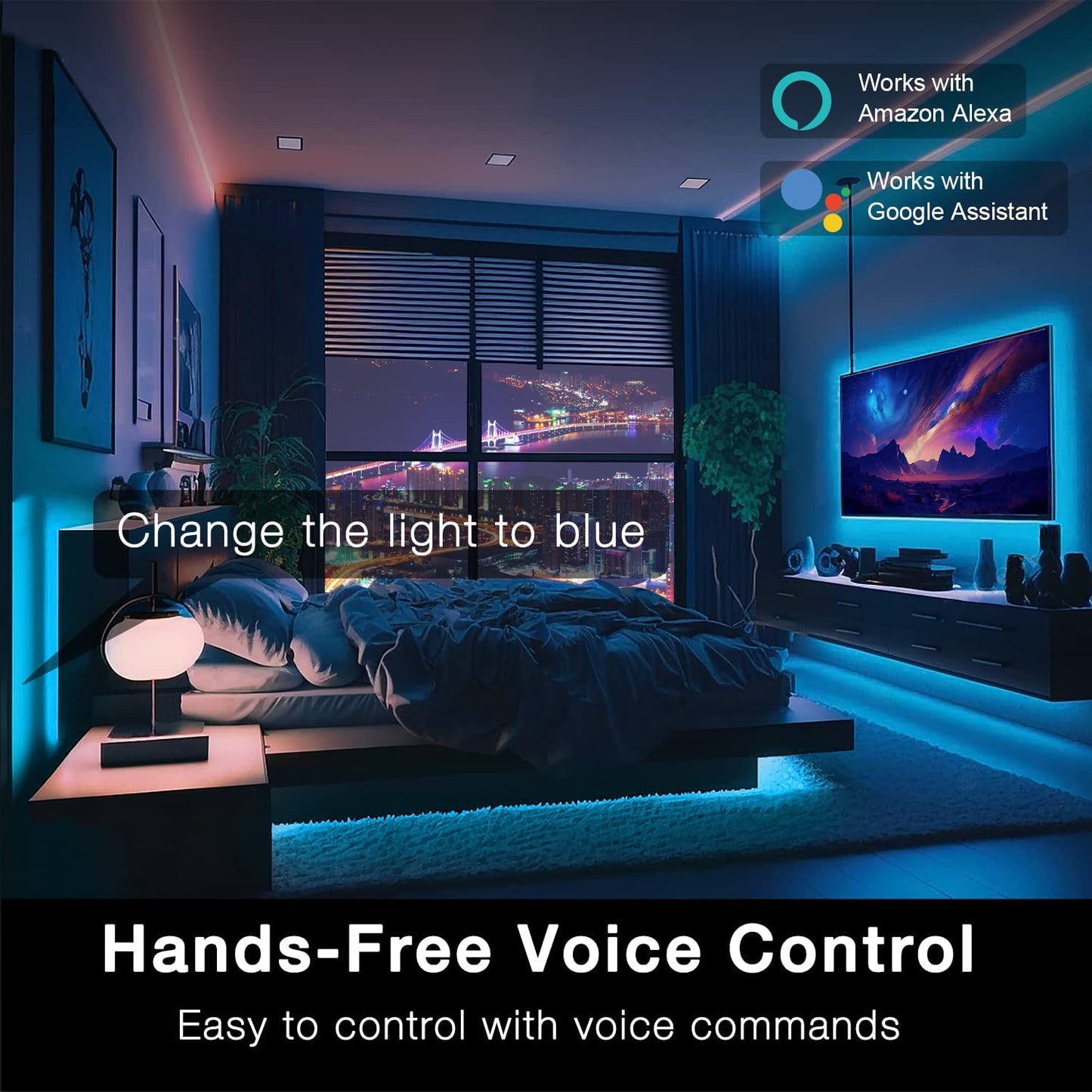 Smart Wifi Led Lights 100Ft, Tuya App Controlled Led Strip Lights, Work with Alexa and Google Assistant, Timer Schedule, Color Changing Led Lights for Bedroom Party Kitchen