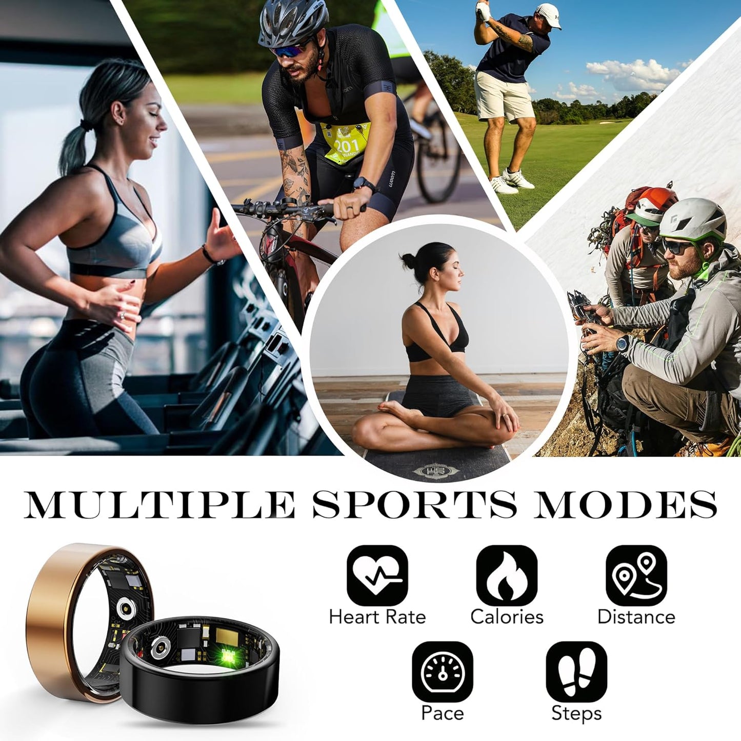 Smart Health Ring for Women Men Fitness Tracker with Heart Rate, Blood Oxygen, Blood Pressure, Sleep Monitoring, Step Counting, IP68 Waterproof for Ios and Android, No Subscription Fee, Rose Gold 8