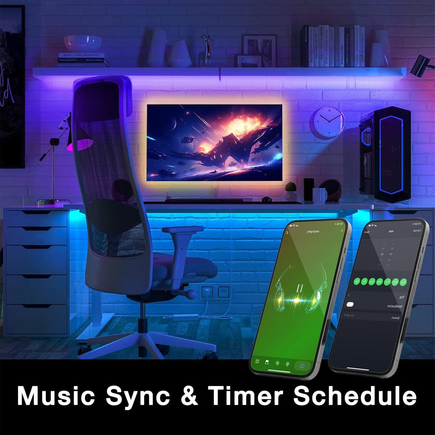 Smart Wifi Led Lights 100Ft, Tuya App Controlled Led Strip Lights, Work with Alexa and Google Assistant, Timer Schedule, Color Changing Led Lights for Bedroom Party Kitchen