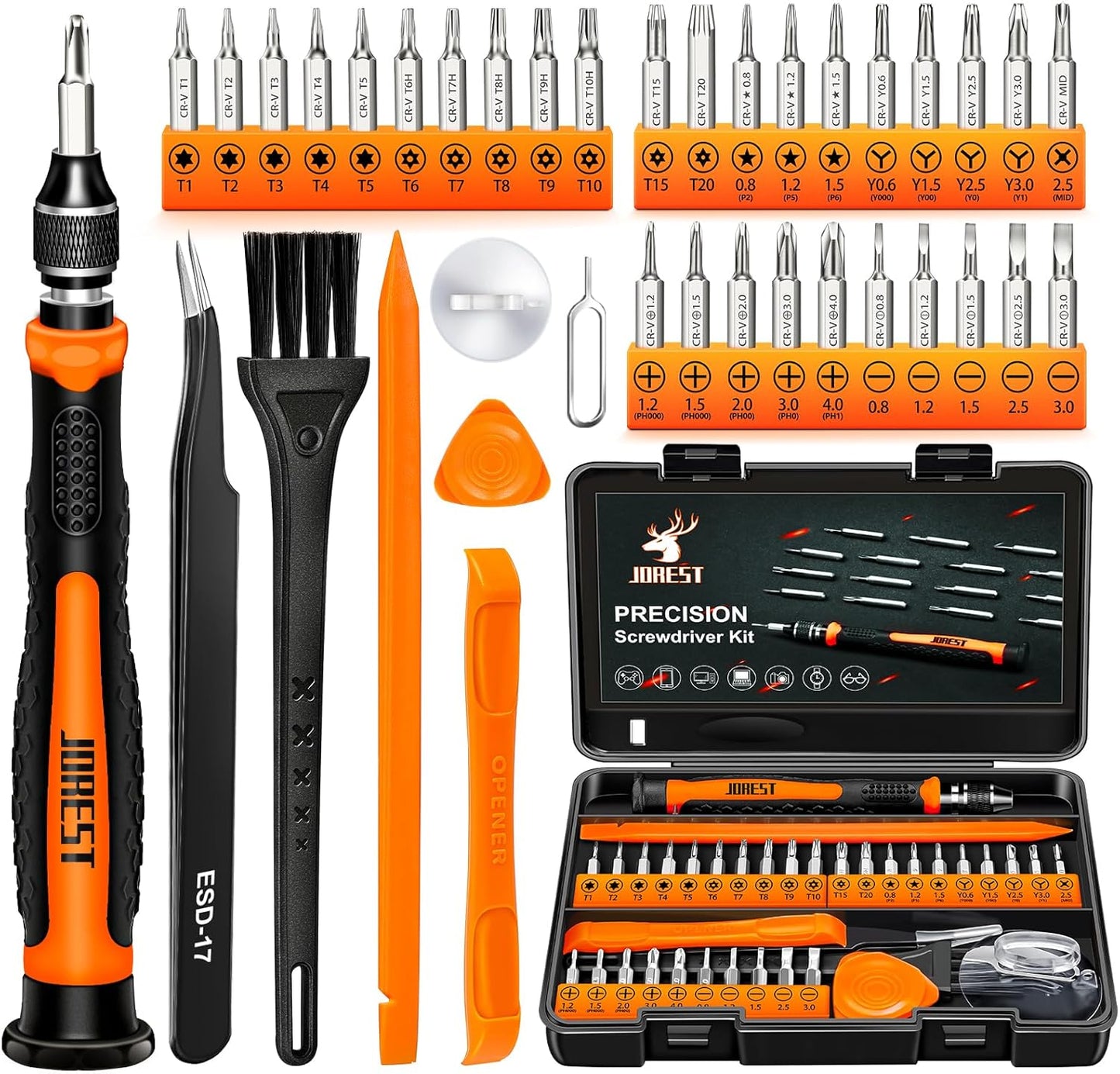 38Pcs Small Precision Screwdriver Set with Torx T5, T6, Y00, Mini Repair Tool Kit for Macbook, Computer, Laptop, Iphone, PS4 PS5, Xbox, Switch, Eyeglasses, Watch, Ring Doorbell, Electronic, Etc