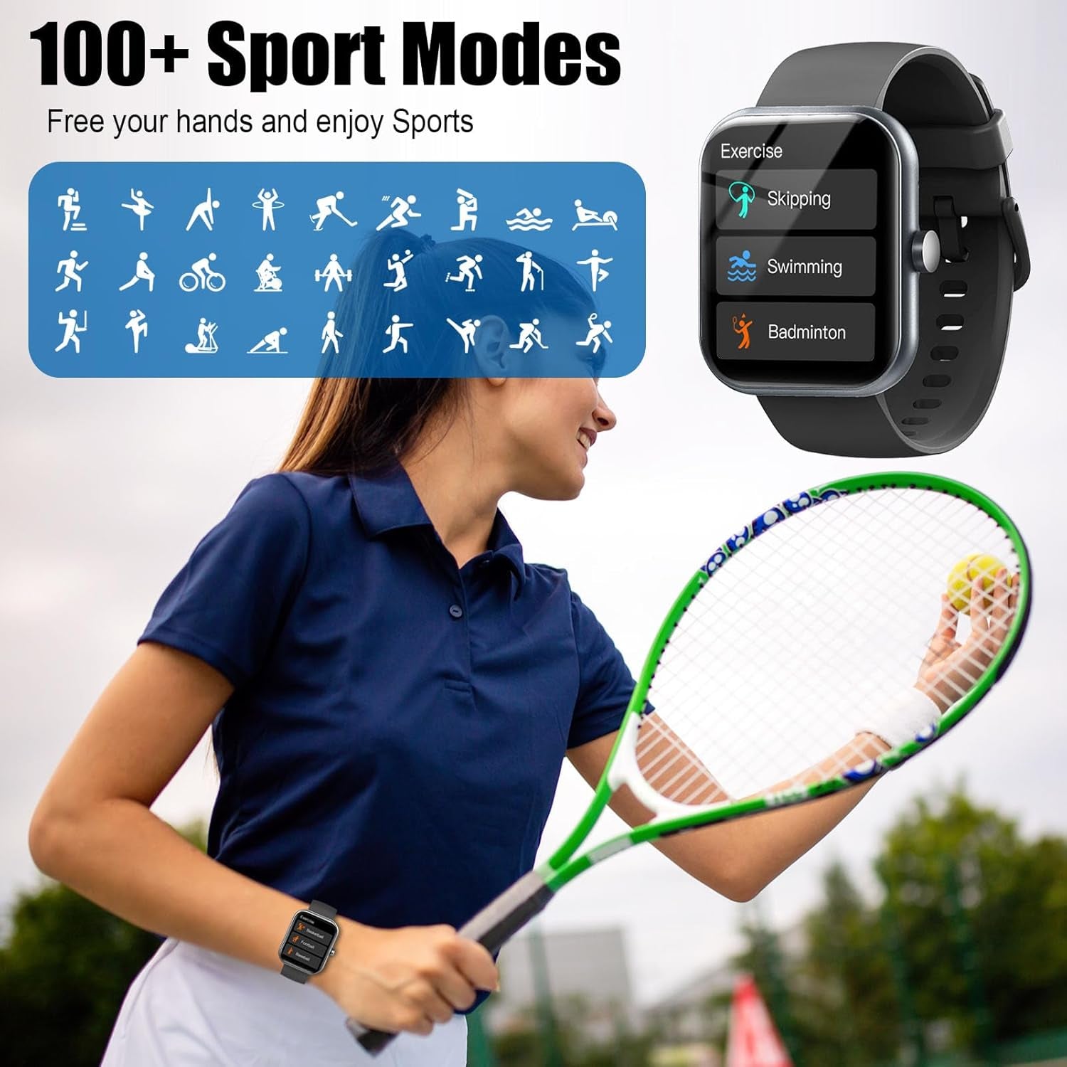 Smart Watch for Men Women, 2025 Release (Answer/Make Call) 1.96" HD Fitness Tracker Running Watch,Ip68 Waterproof, Pedometer,Step/Sleep/Heart Rate Monitor,110+ Sport Mode Smartwatch for Android Phone