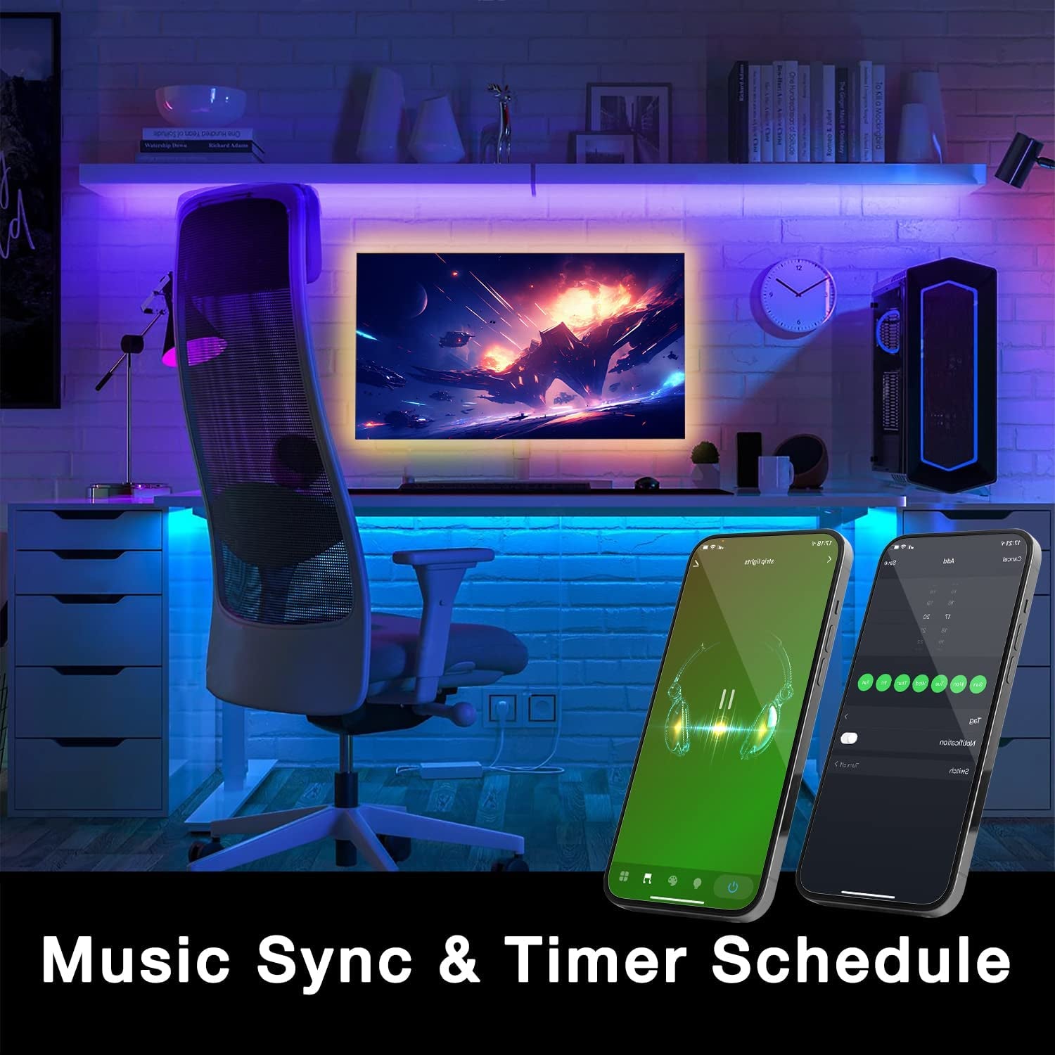 Smart Wifi Led Lights 100Ft, Tuya App Controlled Led Strip Lights, Work with Alexa and Google Assistant, Timer Schedule, Color Changing Led Lights for Bedroom Party Kitchen